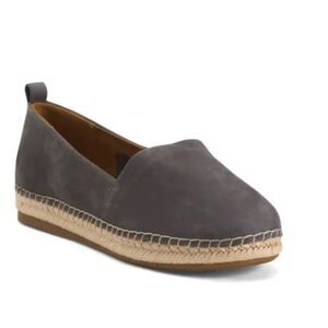 Lucky Brand Loretto Genuine Leather Espadrilles Sz 8.5 Flats Suede Blue Slip On